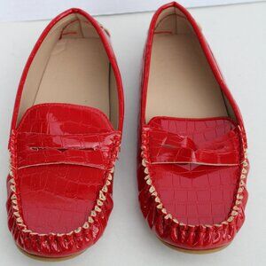 RED faux leather Driving Shoe, size 8 1/2